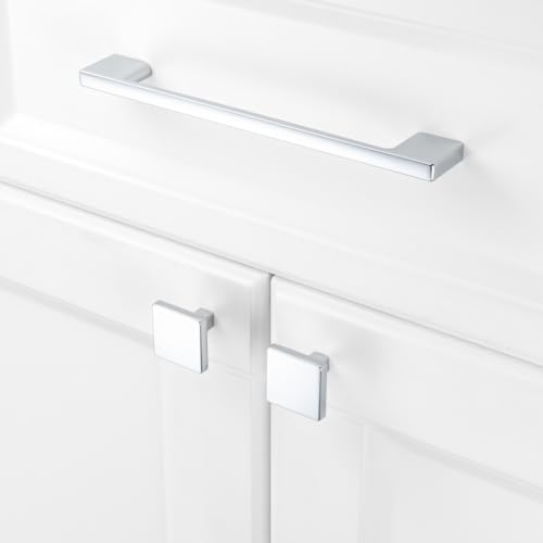KOOFIZO 10 Pack 6-1/4 Inch Wide Foot Cabinet Bar Pulls - Polished Chrome Modern Solid Handles for Kitchen Cupboard Door, Bedroom Dresser Drawer, Bathroom Wardrobe Hardware - Image 3