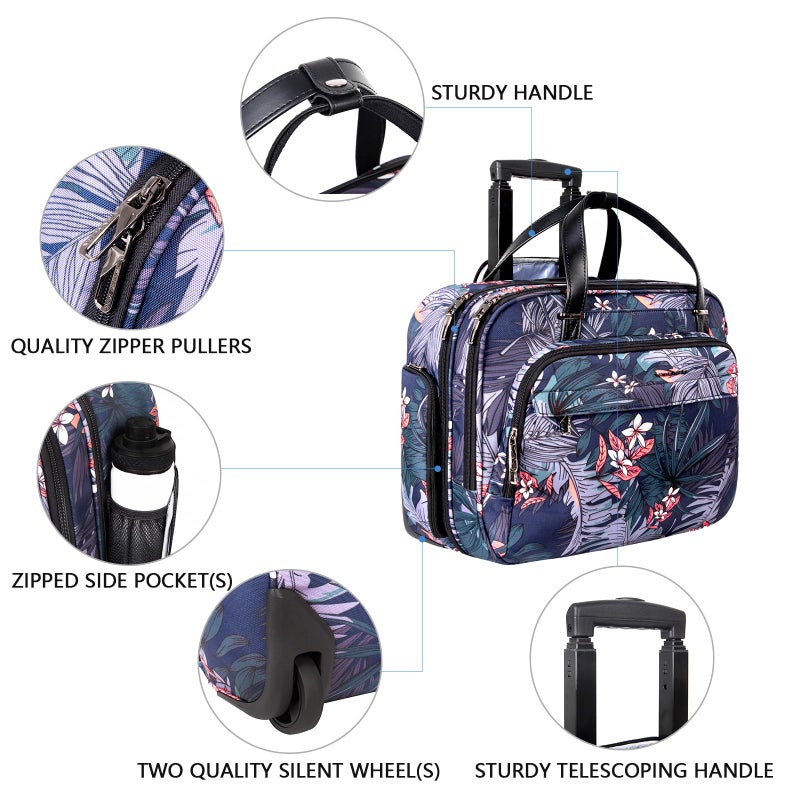 VANKEAN Rolling Laptop Case for Women, Premium Rolling Travel Bag Fits Up to 15.6 Inch Laptop Carry on Briefcase Water-Proof Overnight Computer Bags with RFID Pockets - Image 2