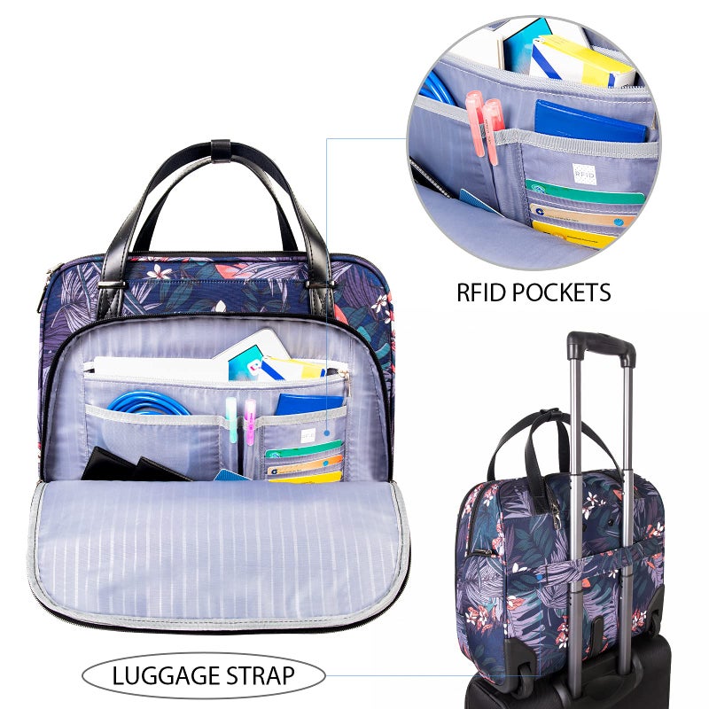VANKEAN Rolling Laptop Case for Women, Premium Rolling Travel Bag Fits Up to 15.6 Inch Laptop Carry on Briefcase Water-Proof Overnight Computer Bags with RFID Pockets - Image 4