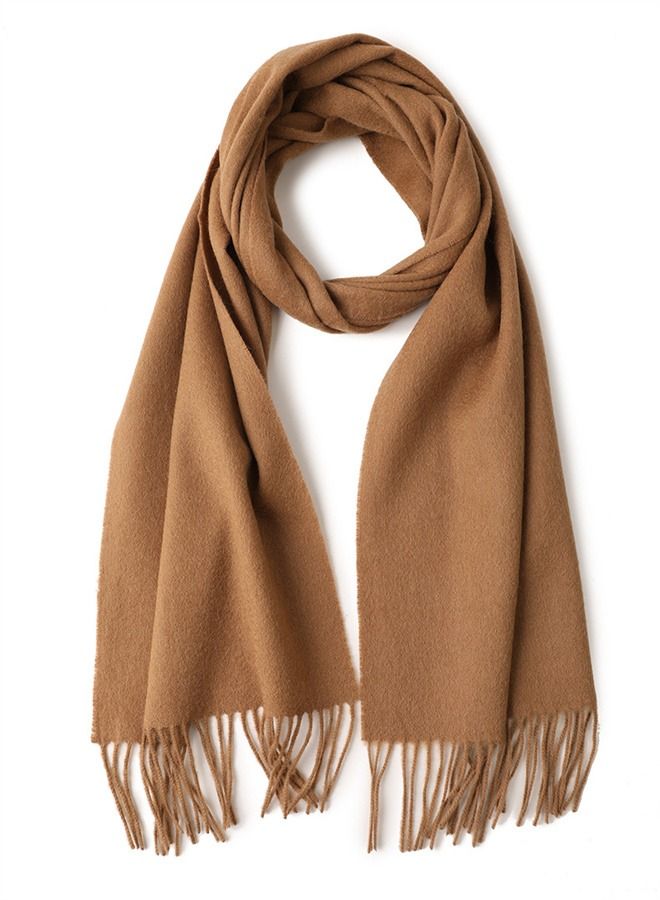 Loquat Solid Color Soft And Comfortable Wool Scarf  - Image 3
