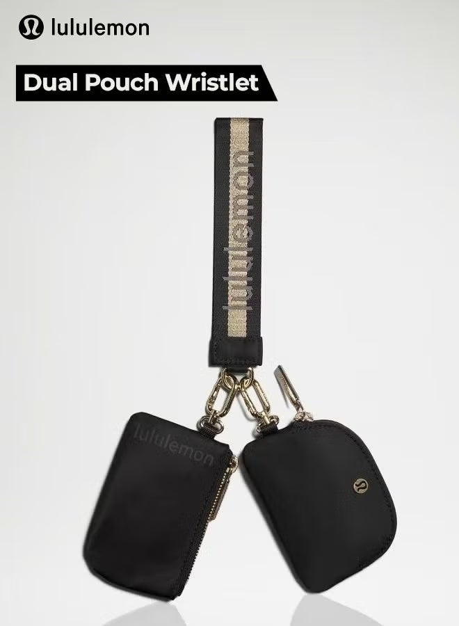 لولوليمون حقيبة مزدوجة من محفظة المعصم ، محفظة صغيرة مع جيب مزدوج ، صغيرة ومريحة للحصول على الضروريات الصغيرة أثناء السفر - Image 1