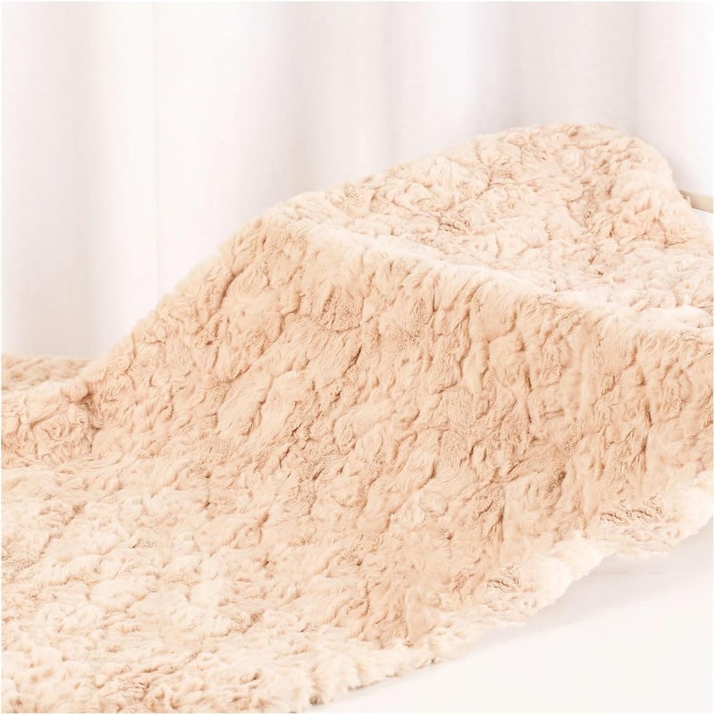 Soft Curly Short Pile Fun Faux Fur Fabric Material, 10mm Fluffy and Fluffy Decorative Soft Plush Faux Imitation Fur Material, for Fancy Dresses, Cushion Covers, Seat Cushions (Color : Apricot, Size - Image 2