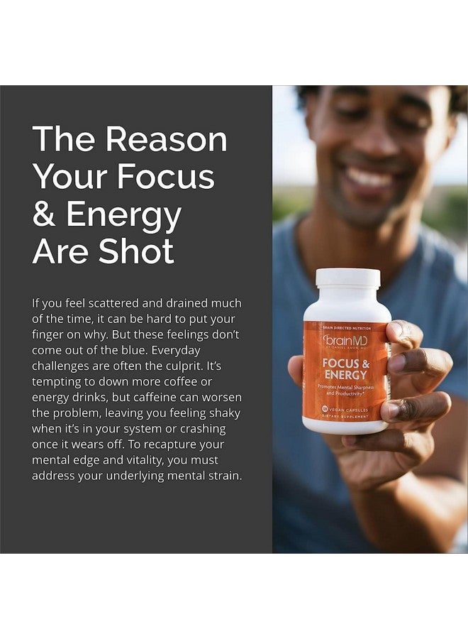 برينمد BRAINMD Dr Amen Focus & Energy - 120 كبسولة، عبوة من قطعتين - يعزز التركيز والانتباه - خالٍ من الكافيين والغلوتين - 60 جرعة إجمالية - Image 5