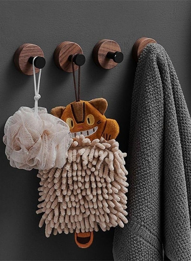 4 Pack Adhesive Hooks, Premium Wood Wall Coat Hooks Wall Mounted for Hanging Purse, Hats, Pictures Keys Coats Bags and Robe (Up to 15lbs)  - Image 2