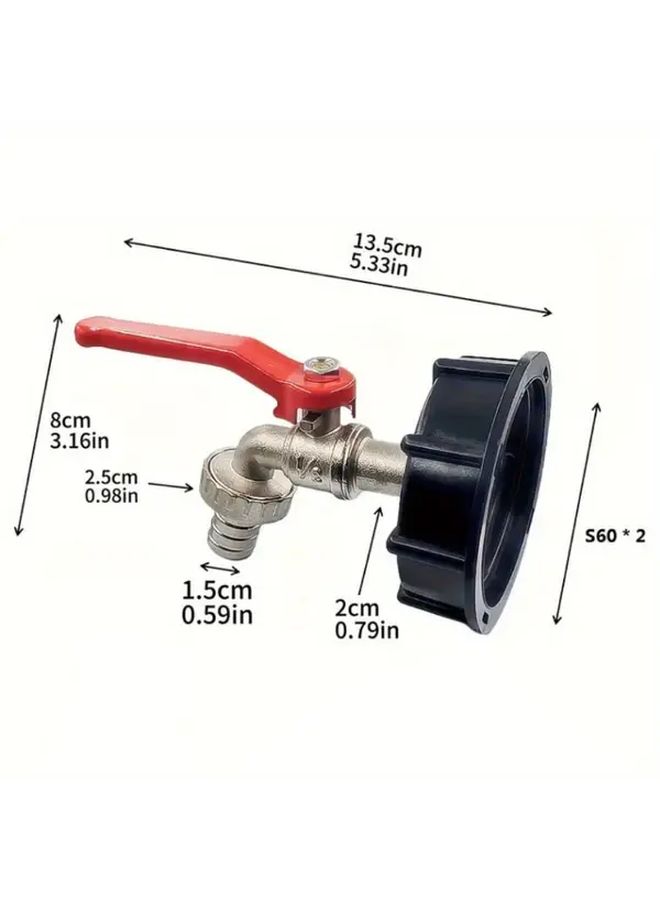 5 Pcs Heavy Duty IBC Ton Barrel Valve Adapter Set 4 Point And 6 Point Alloy Faucet With Plastic Nozzle And Brass Connector Anti Pressure Corrosion Resistant Leak Proof Seal Compatible With US And EU Thread Standards Ideal For Secure Liquid Transfer - Image 3