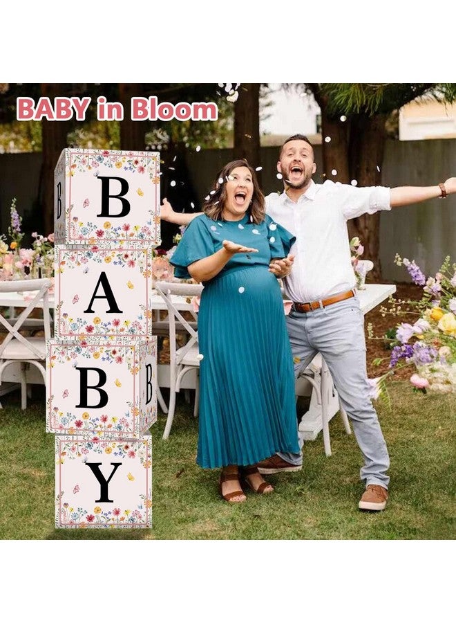 Heboland Wildflower Baby Shower Decorations - 4 Pcs in Bloom Thickened Cardstock Blocks With Letters, Banner, Clear Stickers for Girls Party Decor - Image 3