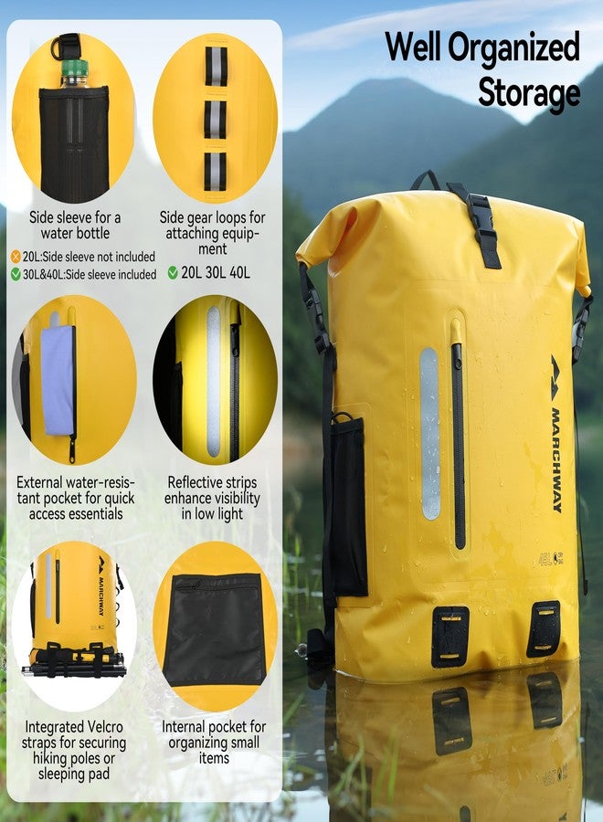 MARCHWAY Waterproof Dry Bag Backpack for Hiking, Kayaking (Yellow, 20L) - Image 2