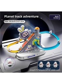 Space Rabbit Slide Electric Rail Car Yellow Duck Climbing Stairs Slide Baby Training Head Up Children's Educational Toys-Color:Space Rabbit Track Adventure Basic Model (3 Rabbits)-Specifications:Standard
