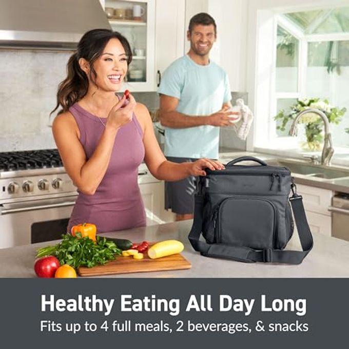 Bentgo Prep Deluxe Insulated Multimeal Bag Lunch Box Bag, Holds 5 Meals, Premium Insulation up to 8 Hrs, Durable, Water-Resistant Large Capacity For Adult Meal Prep (Dark Gray) - Image 2