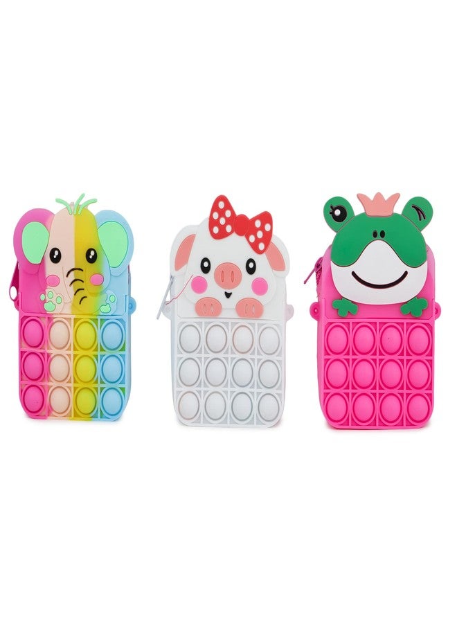 Funny Teddy Pop It Bag for Girls, Stylish Fidget Toy, Rainbow Shoulder Sling Bag, Pop It Sensory Silicone Purse, Backpack Toys, & Stress Relief Pouch (Random Animals) - Image 2