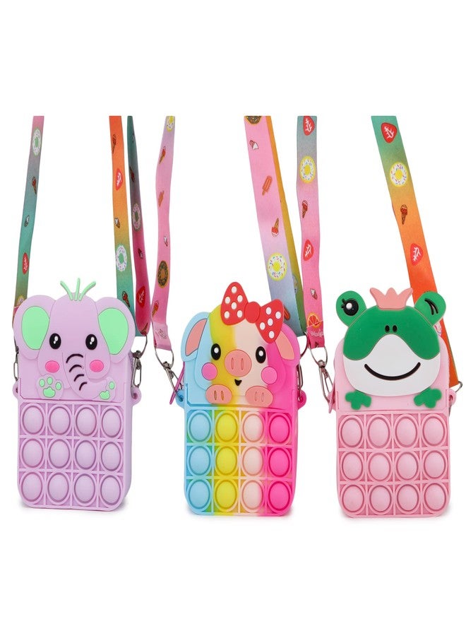 Funny Teddy Pop It Bag for Girls, Stylish Fidget Toy, Rainbow Shoulder Sling Bag, Pop It Sensory Silicone Purse, Backpack Toys, & Stress Relief Pouch (Random Animals) - Image 1