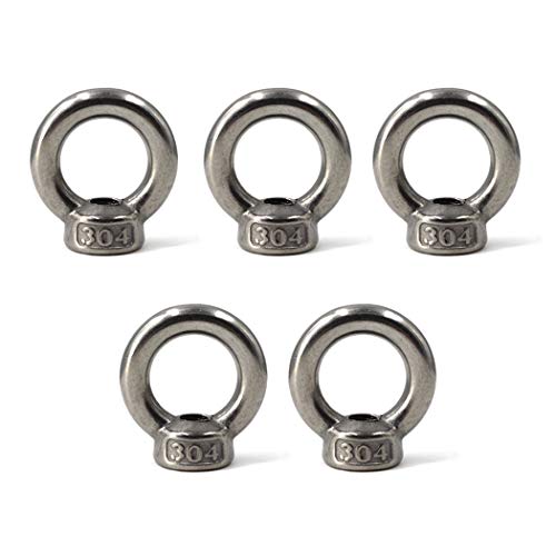 SeeRaphee M8 Ring Shape Lifting Eye Nut 304 Stainless Steel Threaded Nut Fastener-5 Pack - Image 1