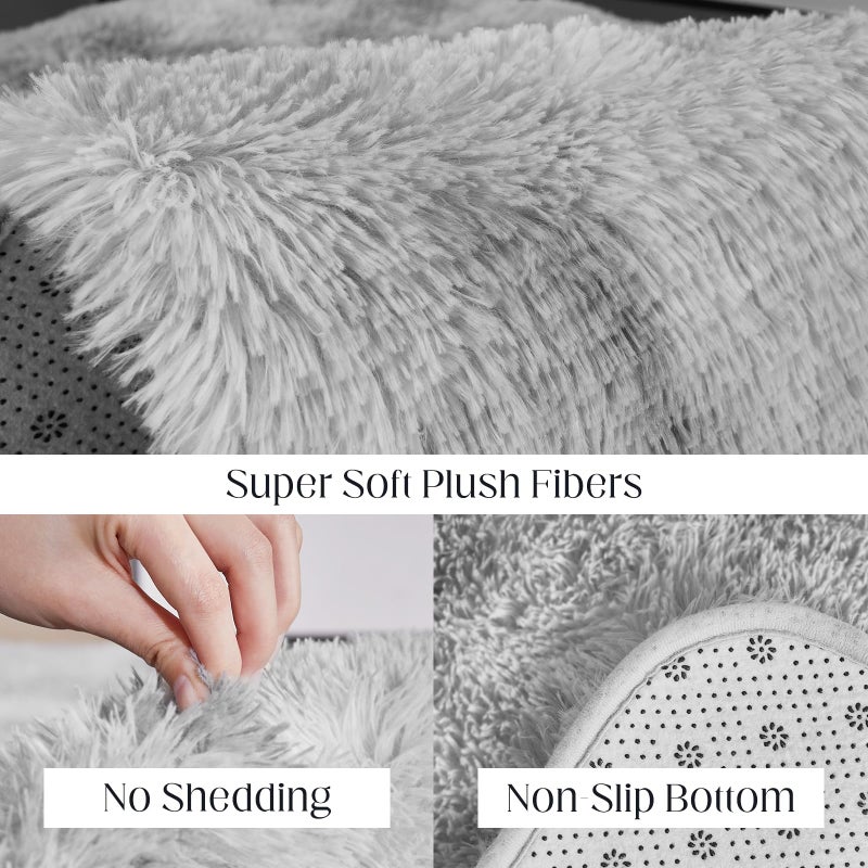 Puremy Ultra Soft Area Rugs for Living Room, 5x7 Tie-Dyed Light Grey Fluffy Plush Rugs for Bedroom, Non-Slip Floor Carpet for Nursery, Bedside, Playroom, Corridor, Indoor Decor - Image 3