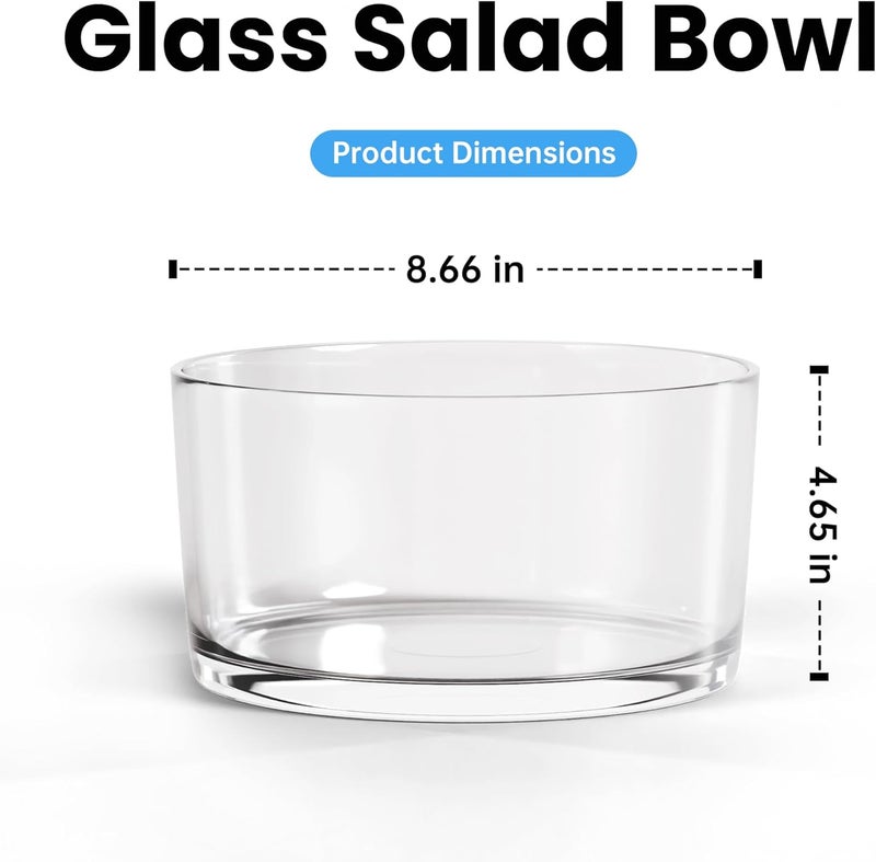 KITEISCAT وعاء سلطة زجاجي متعدد الاستخدامات سعة 118 أونصة وعاء تريفل وفواكه أنيق يدوم طويلاً لتقديم السلطات والحلويات - Image 2