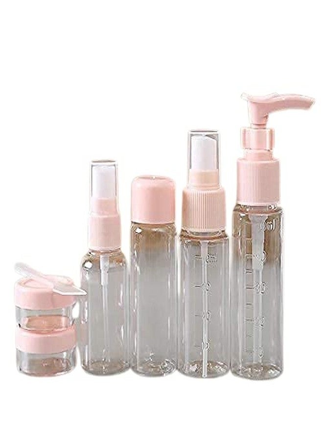 Nirvik Plastic Multipurpose Cosmetic Travel Pouch Kit with 2 Empty Refillable Bottles and Jars (Multi Color,1 Set) - Image 1