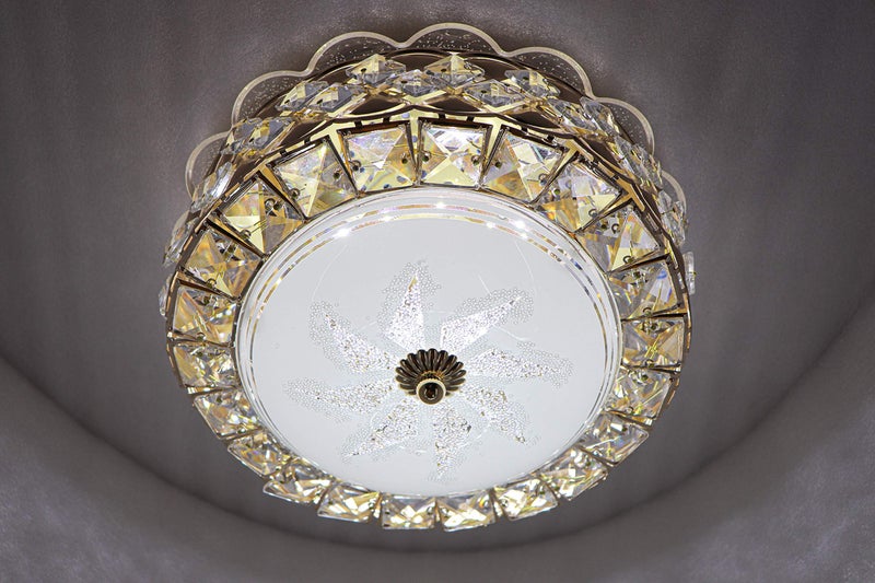 swanart Crystara Crystal Glass LED Ceiling Light with Bluetooth Music | 3-in-1 Color Change Modern Flush Mount | Elegant Metal Design for Living Room, Bedroom, Hallway & Home Decoration - Image 5