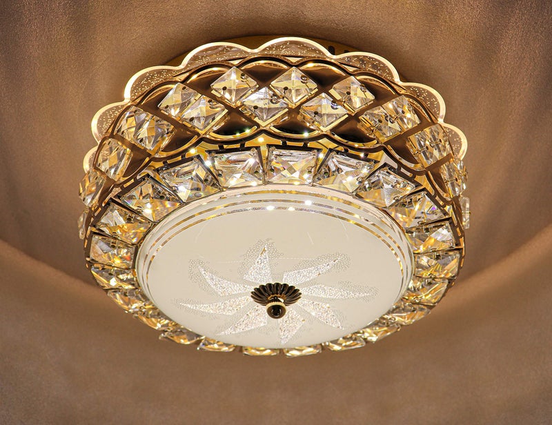 swanart Crystara Crystal Glass LED Ceiling Light with Bluetooth Music | 3-in-1 Color Change Modern Flush Mount | Elegant Metal Design for Living Room, Bedroom, Hallway & Home Decoration - Image 1