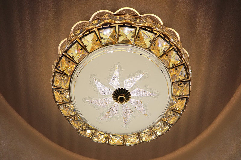 swanart Crystara Crystal Glass LED Ceiling Light with Bluetooth Music | 3-in-1 Color Change Modern Flush Mount | Elegant Metal Design for Living Room, Bedroom, Hallway & Home Decoration - Image 2