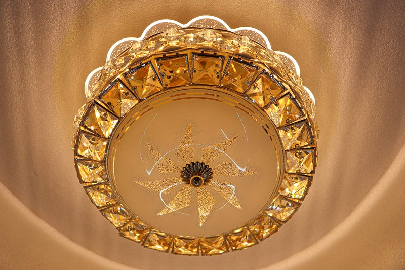 swanart Crystara Crystal Glass LED Ceiling Light with Bluetooth Music | 3-in-1 Color Change Modern Flush Mount | Elegant Metal Design for Living Room, Bedroom, Hallway & Home Decoration - Image 4