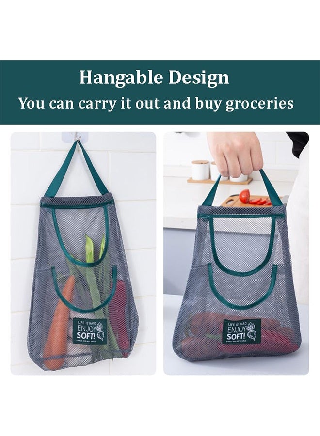 إم إكس إن ٣ قطع من أكياس التخزين الشبكية المعلقة، منظم تخزين شبكي معلق قابل لإعادة الاستخدام، أكياس شبكية قابلة للتهوية للفواكه والخضراوات. - Image 4