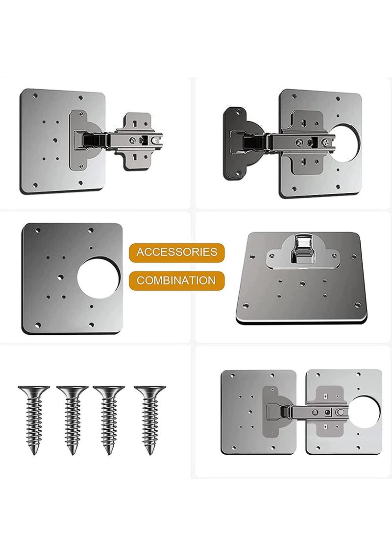SYOSI 1 Set Cabinet Door Hinges Hinge Repair Plate for Cabinet Furniture Drawer Window Stainless Steel Plate Repair Accessor Easy Installation Mount Concealed Cabinet Hinge With 10 Screws  - Image 3
