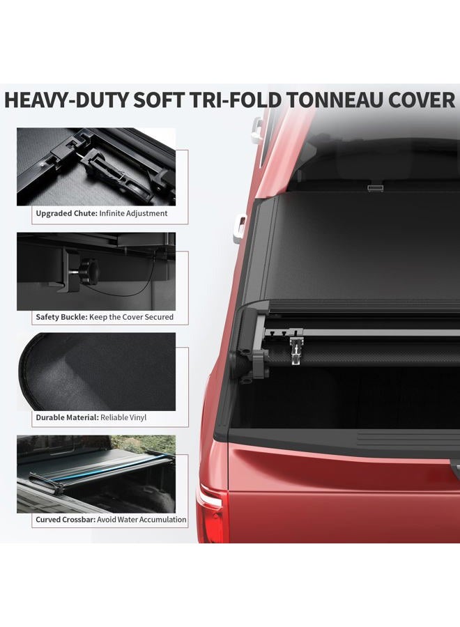 oEdRo Soft Quad Fold Tonneau Cover Four Fold Truck Bed Covers Compatible with 2002-2022 Dodge Ram 1500 ; 2003-2022 Dodge Ram 2500 3500, Fleetside, 6.4' Bed (for Models w/o Ram Box) - Image 3