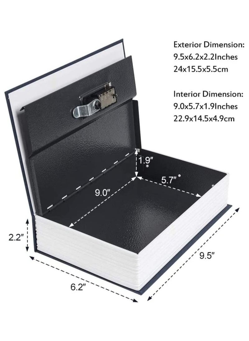 Rubik Book Safe with Combination Lock Home Dictionary Diversion Hidden Secret Metal Safe Box for Money Jewelry Passport 24 x 15.5 x 5.5 cm - Navy Blue Medium  - Image 2