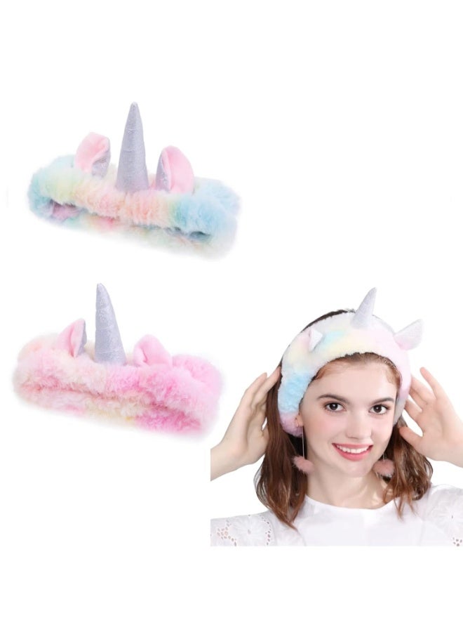 2pcs Unicorn Makeup Headband Cute Shower Hairband Women Girls Spa Headband for for Washing Face Spa Makeup Shower Bath Sports