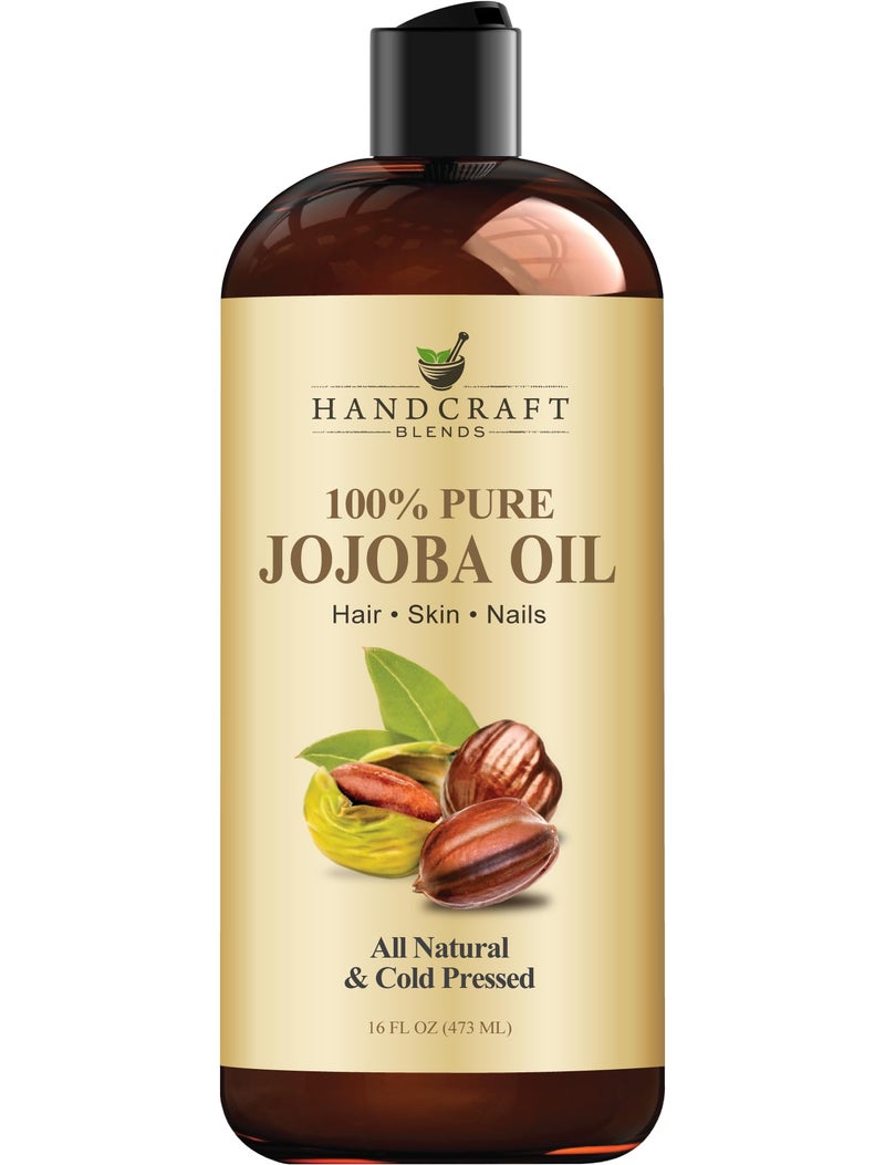 Handcraft Blends Jojoba Oil - Cold-Pressed 16 Fl Oz - 100% Pure and Natural - Premium Grade Carrier Oil for Skin and Hair - Hair and Body - Massage - Hexane-Free - Ayurvedic Skin Care - Image 1