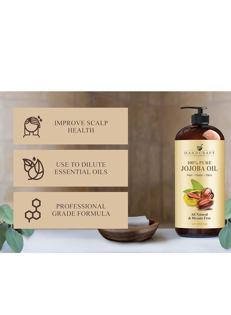 handcraft Blends Handcraft Blends Jojoba Oil - 16 Fl Oz - 100% Pure and Natural - Premium Grade Oil for Skin and Hair - Anti-Aging Oil - Cold-Pressed and Hexane-Free - Hair Relaxer for Tight Curls  - Image 3