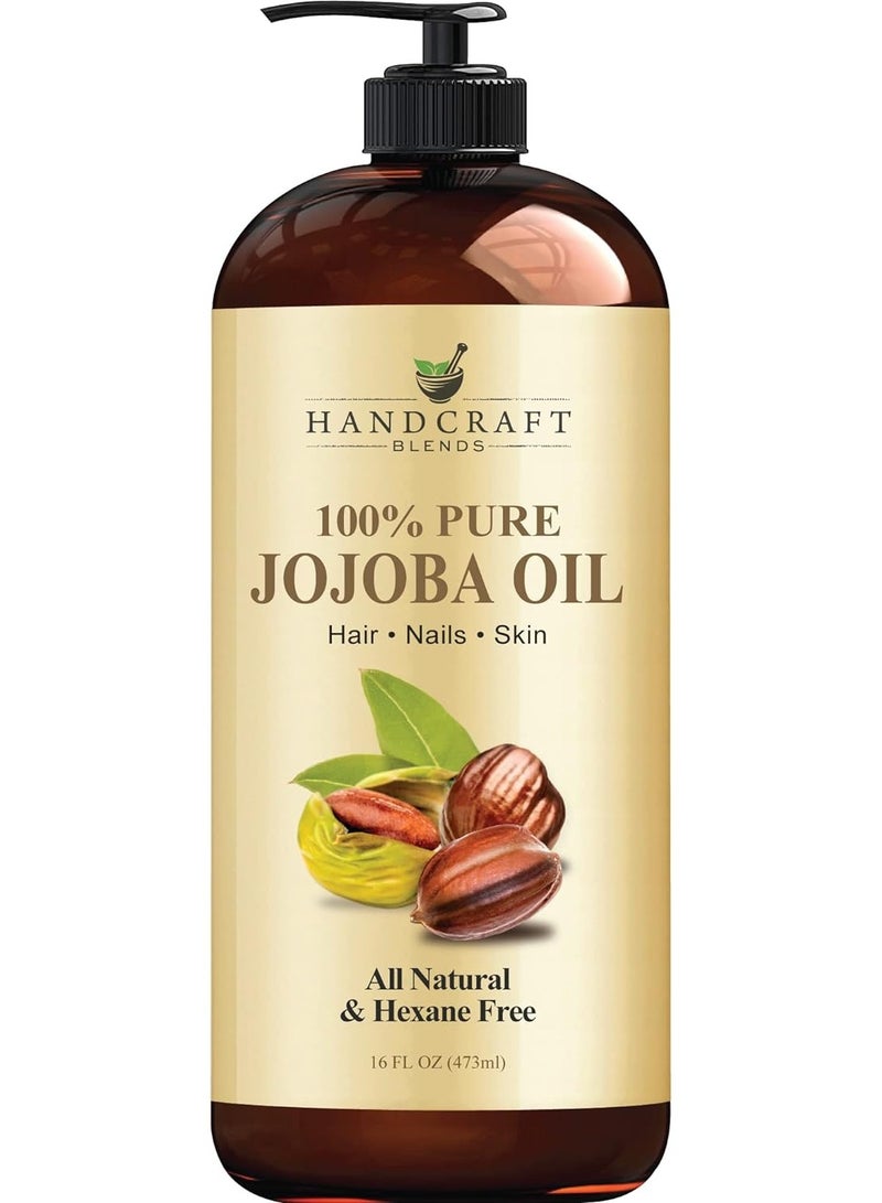 handcraft Blends Handcraft Blends Jojoba Oil - 16 Fl Oz - 100% Pure and Natural - Premium Grade Oil for Skin and Hair - Anti-Aging Oil - Cold-Pressed and Hexane-Free - Hair Relaxer for Tight Curls  - Image 1