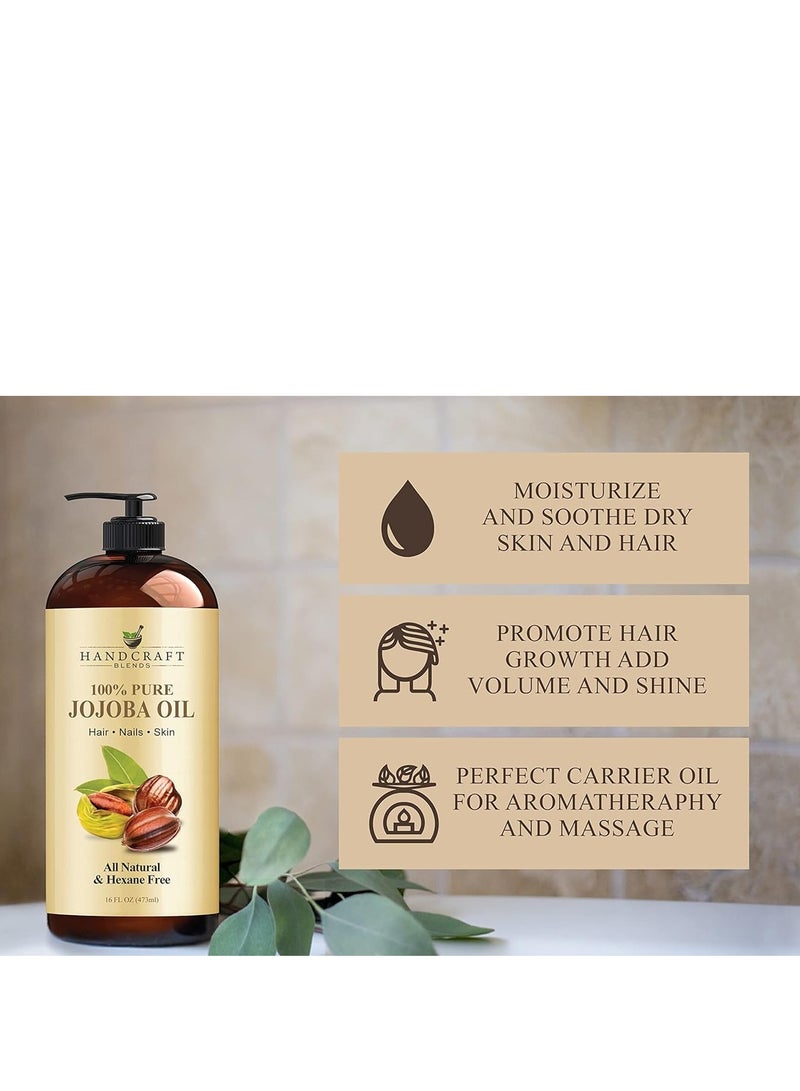 handcraft Blends Handcraft Blends Jojoba Oil - 16 Fl Oz - 100% Pure and Natural - Premium Grade Oil for Skin and Hair - Anti-Aging Oil - Cold-Pressed and Hexane-Free - Hair Relaxer for Tight Curls  - Image 2