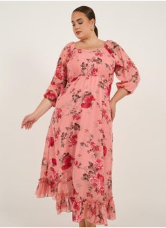 Styli Plus Size Floral Print A-Line Maxi Dress  - Image 3