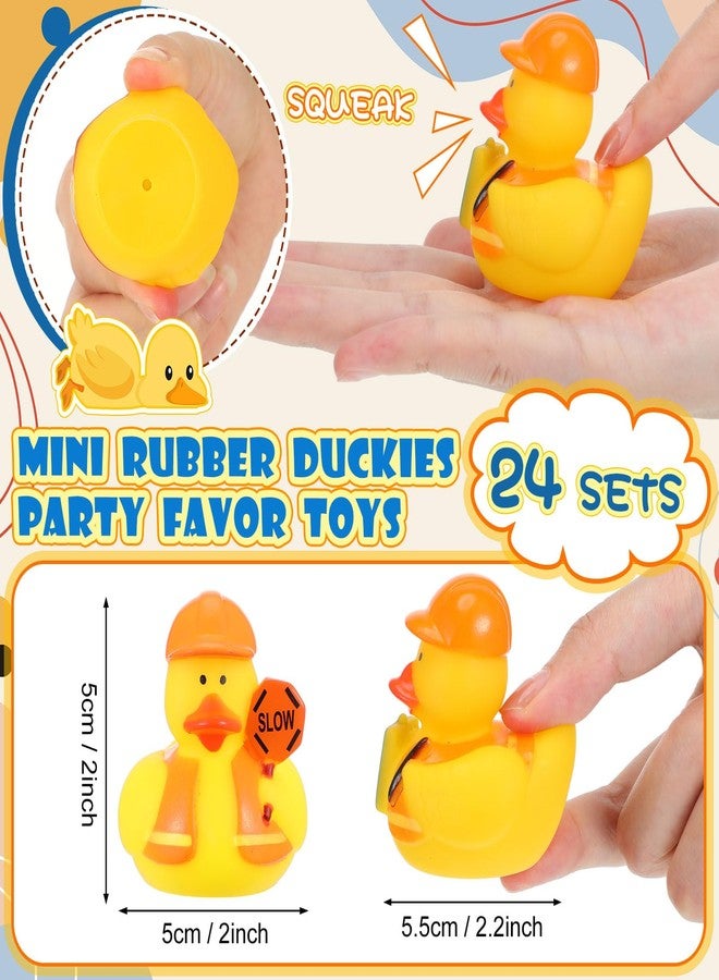 Jexine 24 Pieces Rubber Ducks 4 Styles Rubber Ducks Toys Fun and Adorable Toy Duck Ducks Gifts Birthday Party Duck Bathtub Toys Floating Duck Classroom Reward Gift Bag Filler (Construction Style) - Image 2