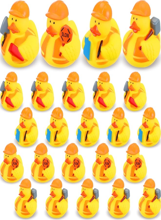 Jexine 24 Pieces Rubber Ducks 4 Styles Rubber Ducks Toys Fun and Adorable Toy Duck Ducks Gifts Birthday Party Duck Bathtub Toys Floating Duck Classroom Reward Gift Bag Filler (Construction Style) - Image 1