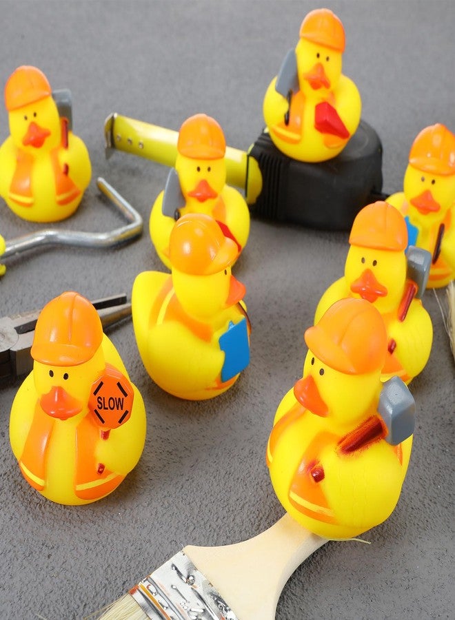 Jexine 24 Pieces Rubber Ducks 4 Styles Rubber Ducks Toys Fun and Adorable Toy Duck Ducks Gifts Birthday Party Duck Bathtub Toys Floating Duck Classroom Reward Gift Bag Filler (Construction Style) - Image 4