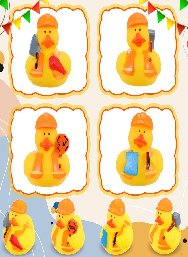 Jexine 24 Pieces Rubber Ducks 4 Styles Rubber Ducks Toys Fun and Adorable Toy Duck Ducks Gifts Birthday Party Duck Bathtub Toys Floating Duck Classroom Reward Gift Bag Filler (Construction Style) - Image 3