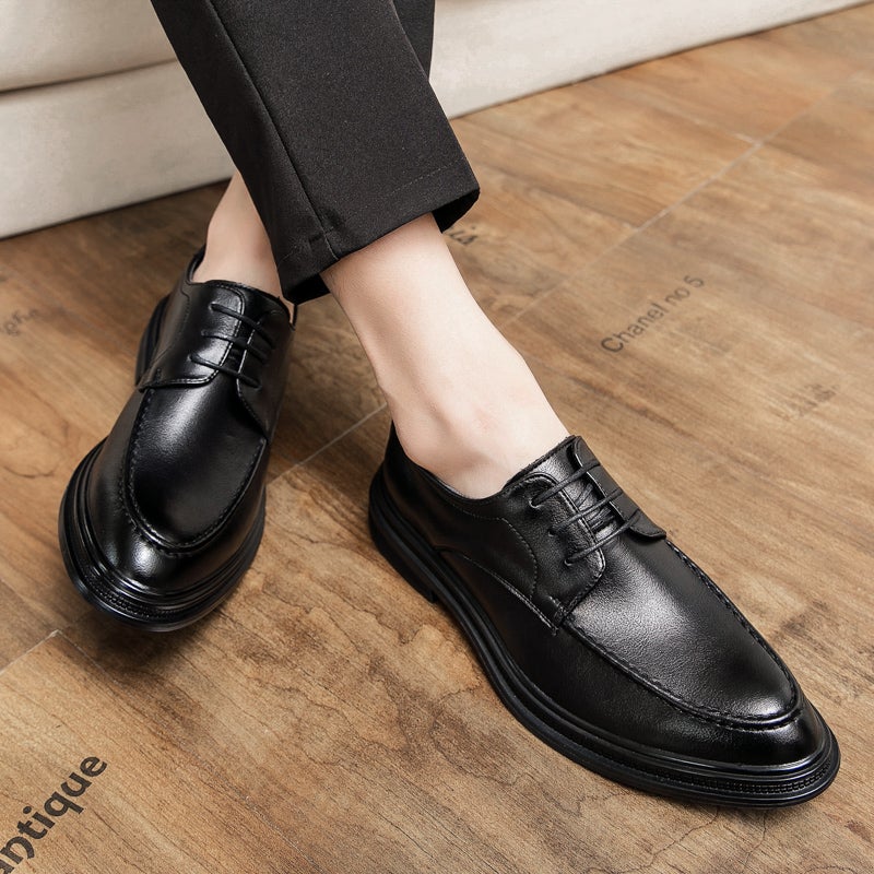 Business Formal Casual Shoes 2025 New British Trend Soft Leather Soft Sole Inner Heightening Groom Wedding Men''s Leather Shoes - Image 3