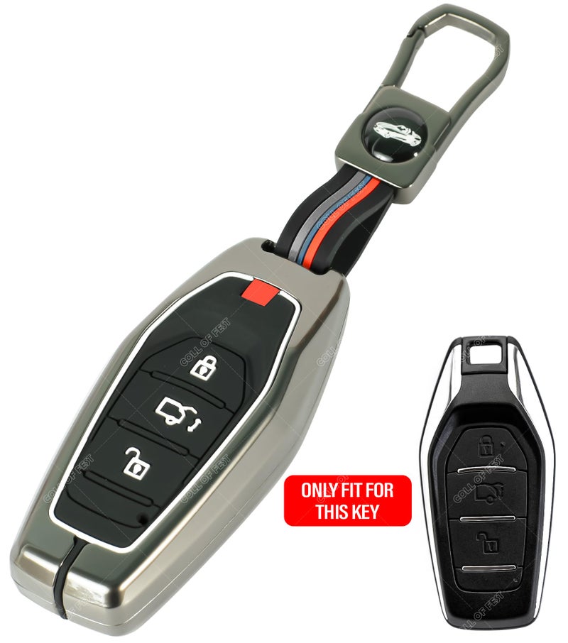 Coll of Fest Metal Silicon Key Cover Compatible for Mahindra XUV 500 3 Button Smart Key Cover Full Metal Protections Special Feature Visible in Low-Light Conditions - Image 2