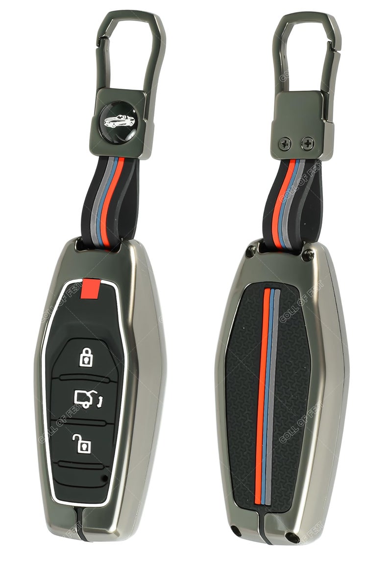 Coll of Fest Metal Silicon Key Cover Compatible for Mahindra XUV 500 3 Button Smart Key Cover Full Metal Protections Special Feature Visible in Low-Light Conditions - Image 3