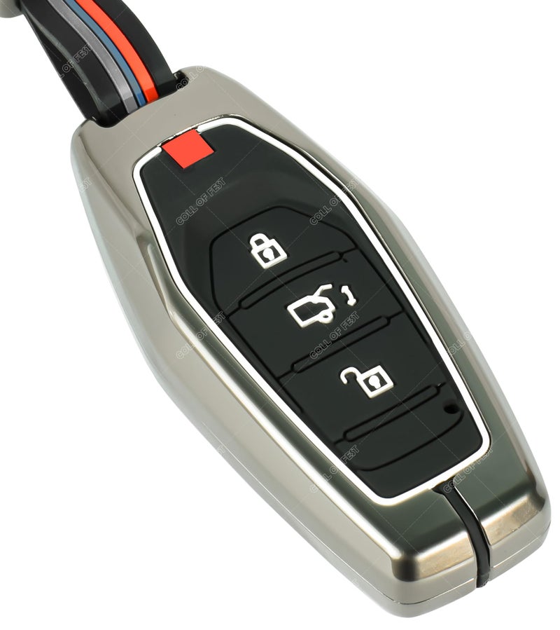 Coll of Fest Metal Silicon Key Cover Compatible for Mahindra XUV 500 3 Button Smart Key Cover Full Metal Protections Special Feature Visible in Low-Light Conditions - Image 4