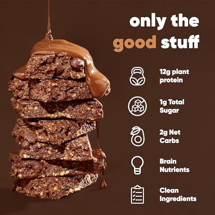 IQBAR Brain and Body Plant Protein Bars - Chocolate Sea Salt - 4-Count Low Carb - Gluten Free, High Fiber, Vegan Snacks - Low Sugar Meal Replacement - Image 4
