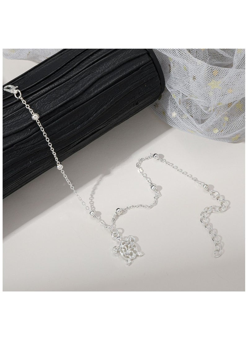 Huitich Elegant Small Turtle Charm Anklet Silver Chain Foot Jewelry  - Image 4