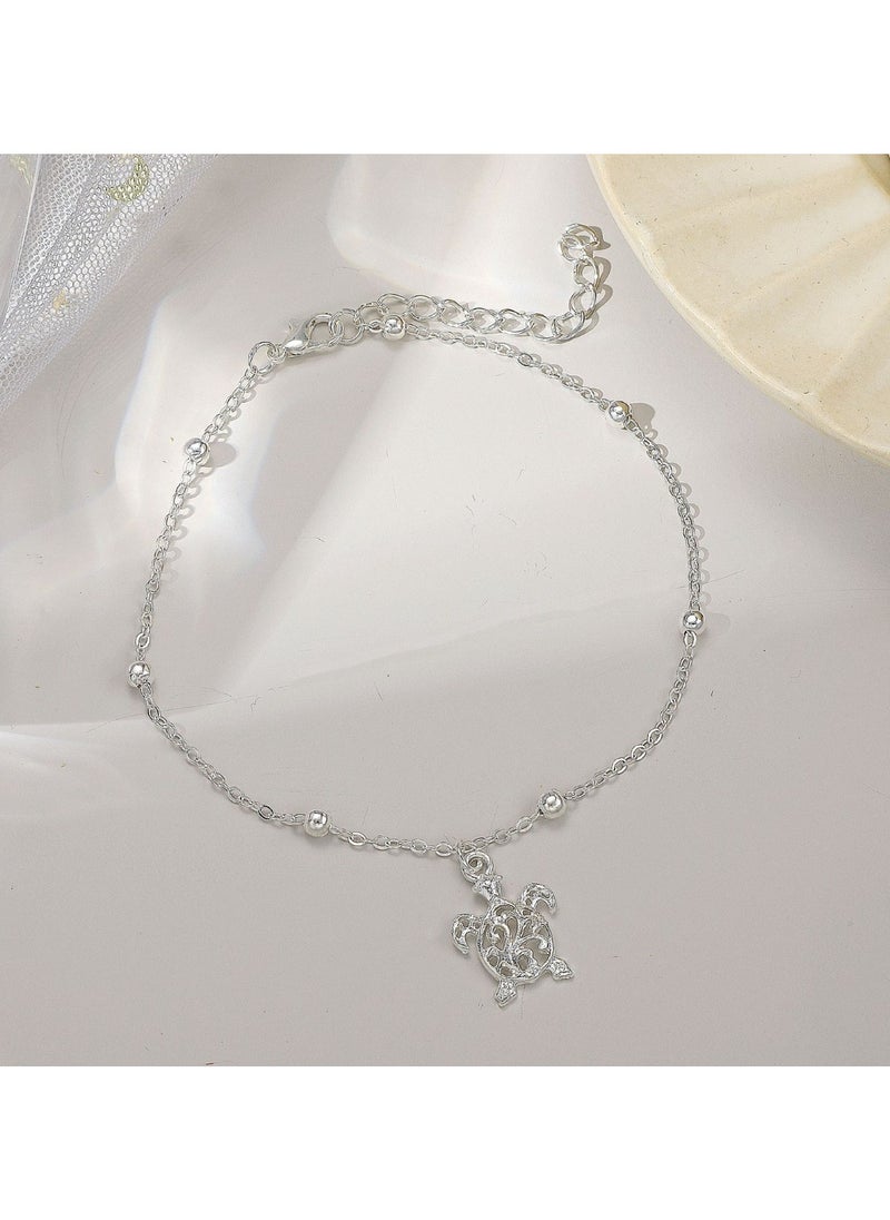 Huitich Elegant Small Turtle Charm Anklet Silver Chain Foot Jewelry  - Image 5