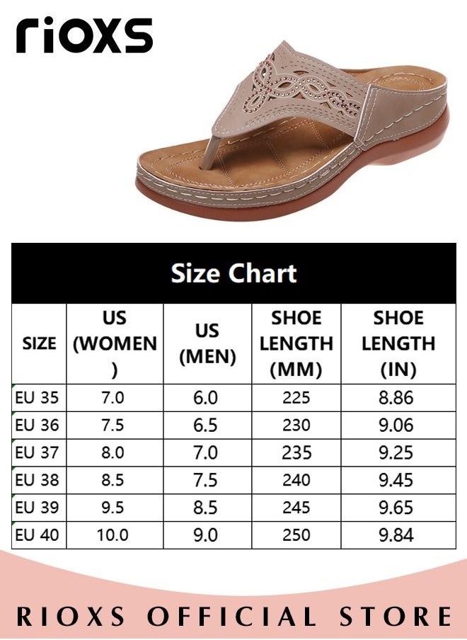 RIOXS - Women's Wedge Slippers,Casual Flip Flops Slippers,Platform Slippers With Arch Support Stap,Non-slip Open Toes Shoes,Fashion Wedge Summer Shoes For Indoor/Outdoor Use - Image 1