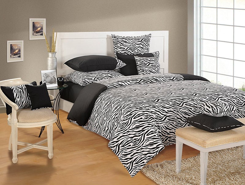 Swayam Shades of Paradise Printed Cotton Single Duvet Cover - Black and White (TSR01-2802) - Image 1