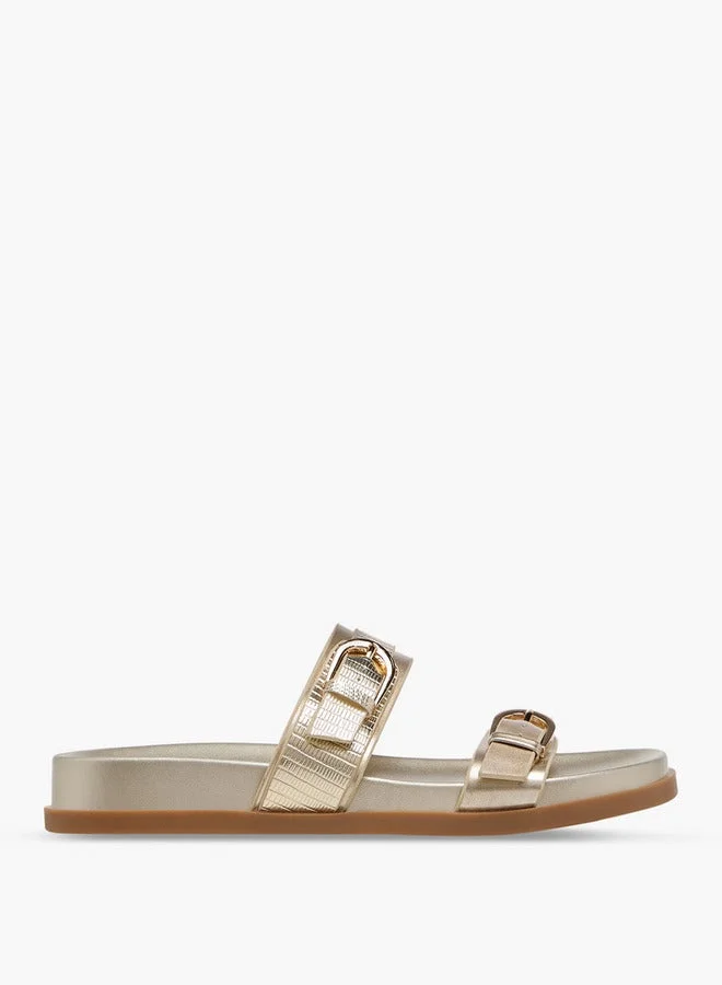 Women's Buckle Accent Slip-On Flat Sandals