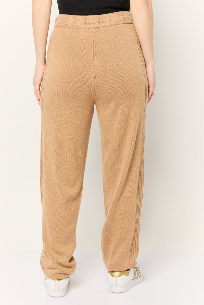 ESPRIT Women Regular Fit knitted Jogger Pants, Tan - Image 4