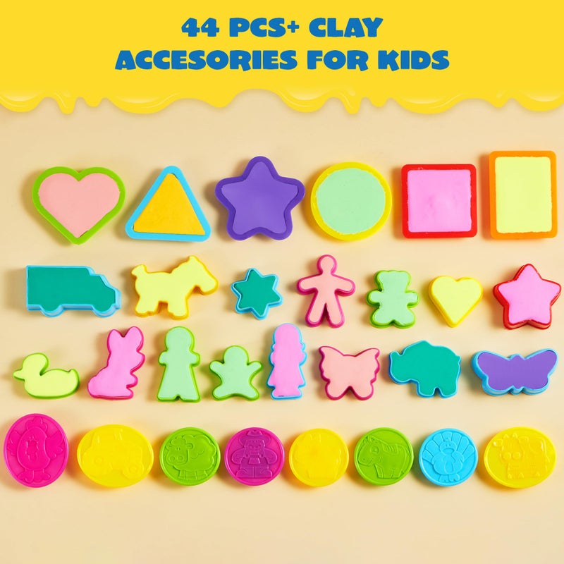 JOYIN 44 Pieces Play Dough Accessories Set for Kids, Playdough Tools with Various Plastic Molds, Rolling Pins, Cutters - Image 4