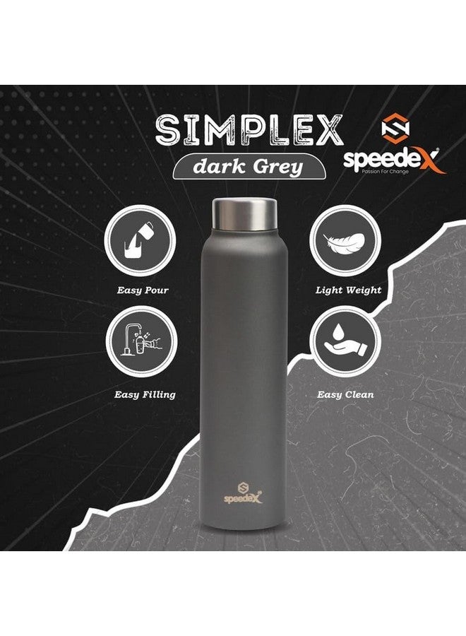 Speedex Stainless Steel Dark Grey Water Bottle 1 Litre with Screw Cap | Leak Proof & BPA Free | Fridge Safe Bottle for School, Gym, Office | For Boys, Girls, Men, Women, Kids - Image 3